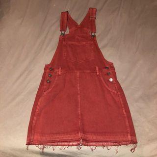 Red overall dress