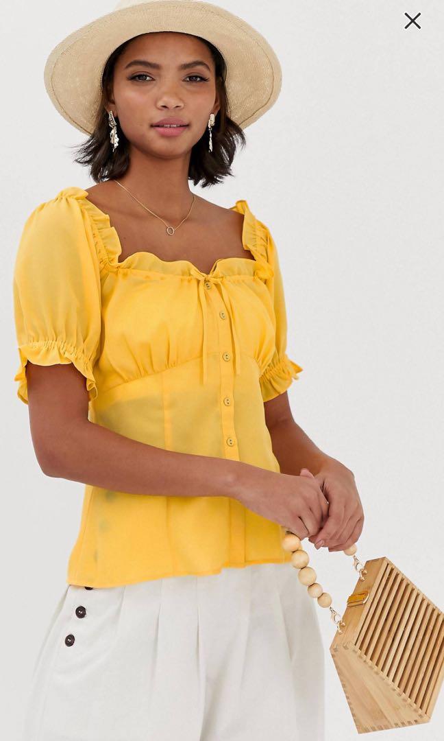 ruffle square neck top