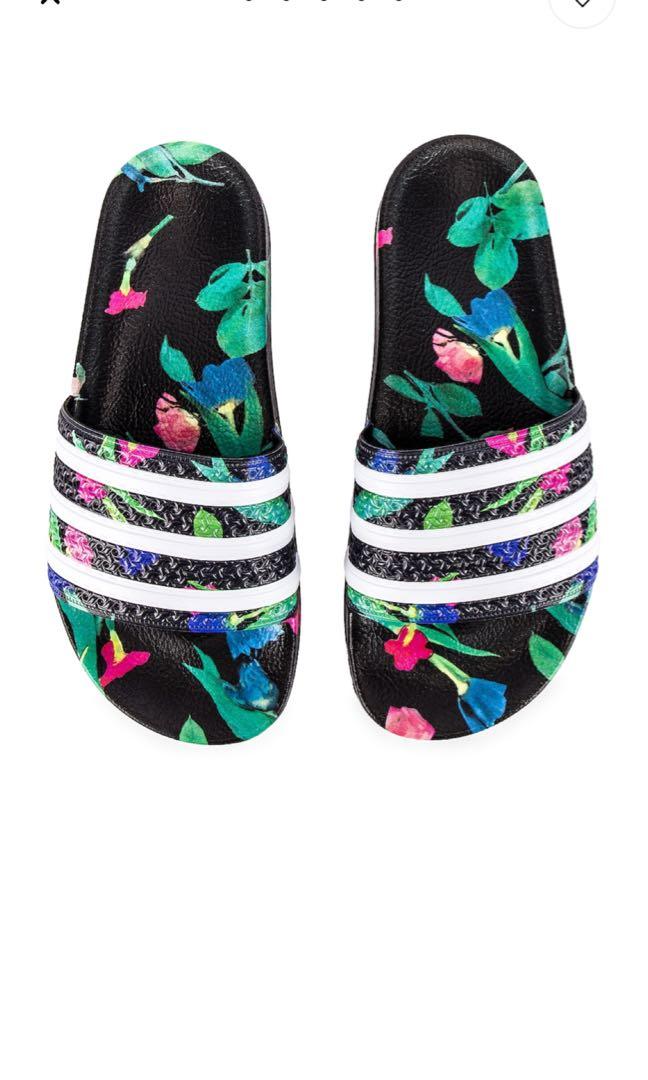 adidas floral slippers