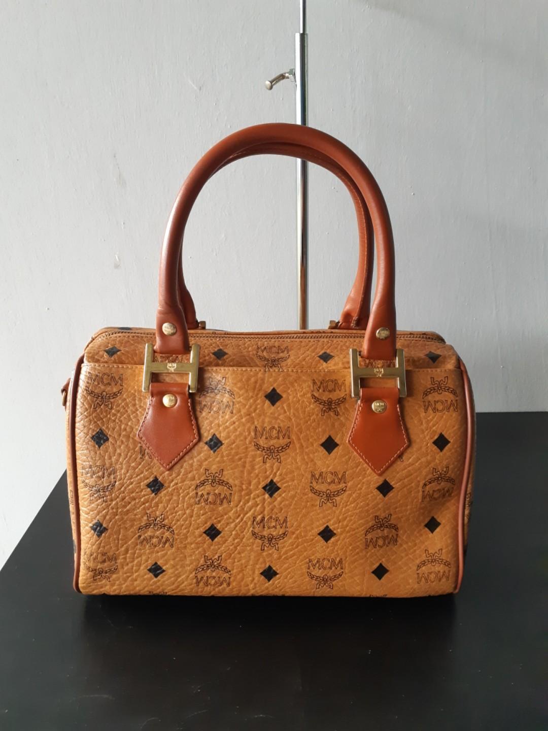 Authentic MCM MODERN CREATION MUNCHEN GERMANY COGNAC VISETOS SPEEDY 26 BAG