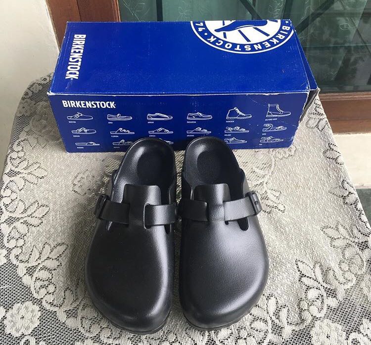 Birkenstock Boston Eva Black Fesyen Pria Sepatu Sandal Di Carousell