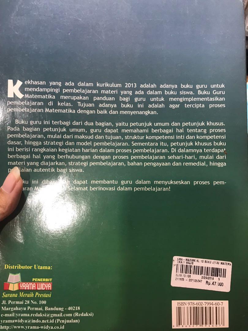Buku Guru Matematika Wajib Kelas 10 Buku Alat Tulis Buku Pelajaran Di Carousell