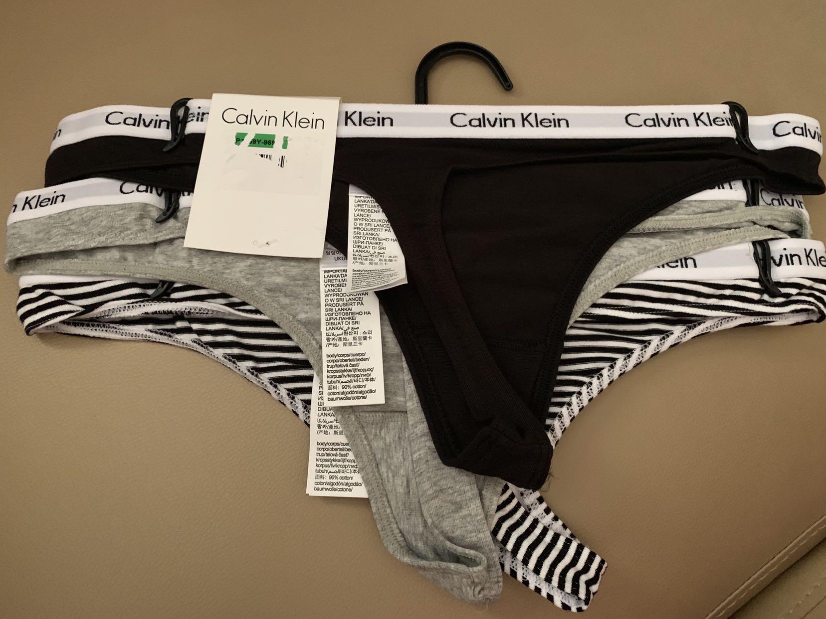 Calvin Klein Ladies Underwear 3-Pack Thong (L)