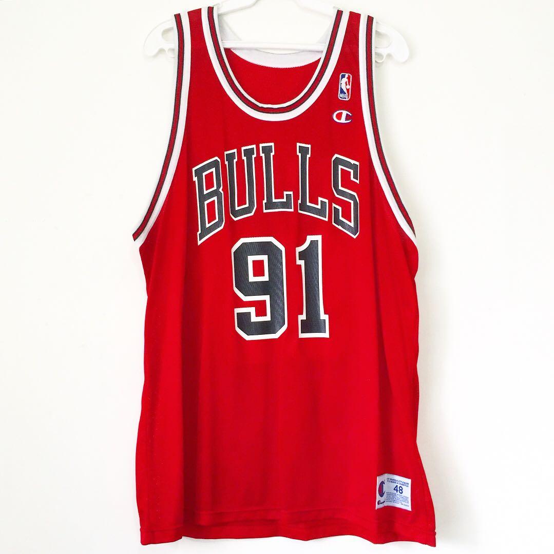 Vintage Champion NBA Chicago Bulls RODMAN #91 Basketball Jersey