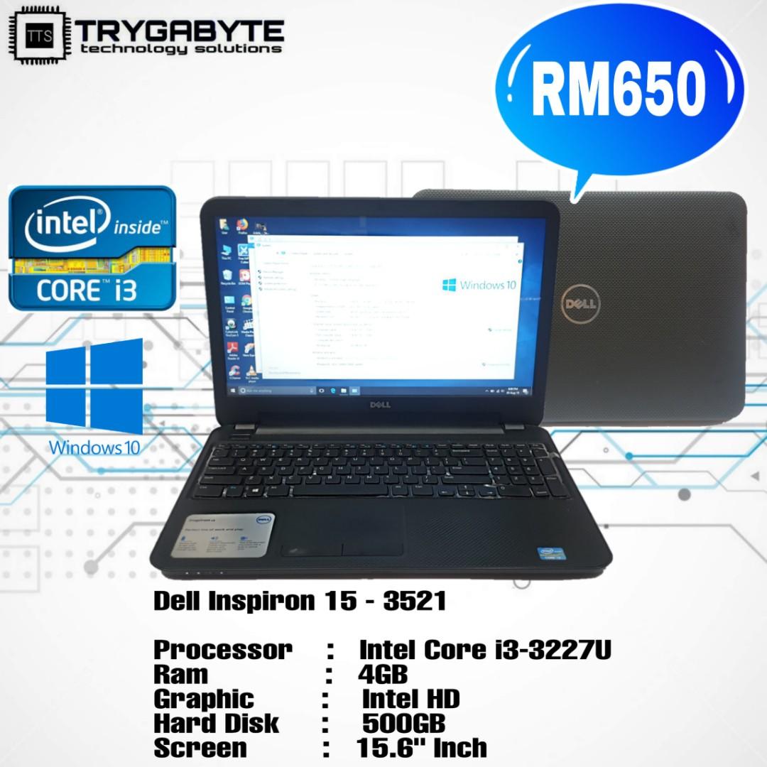Dell Inspiron 15 3521 Intel Core I3 3227u 4gb Ram 500gb Hdd Intel Hd 15 6 Inch Electronics Computers Laptops On Carousell