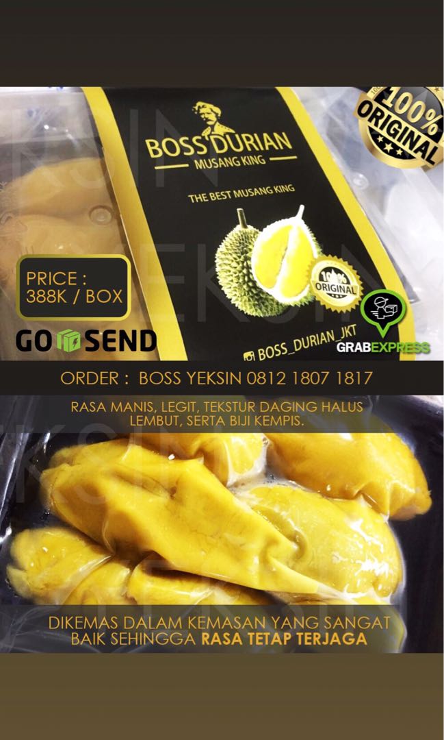 Frozen Food Durian Musangking Boss Durian Makanan Minuman Makanan Instan Di Carousell
