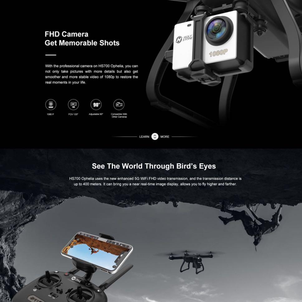 Holy Stone HS700 compatible with GoPro follow me auto return