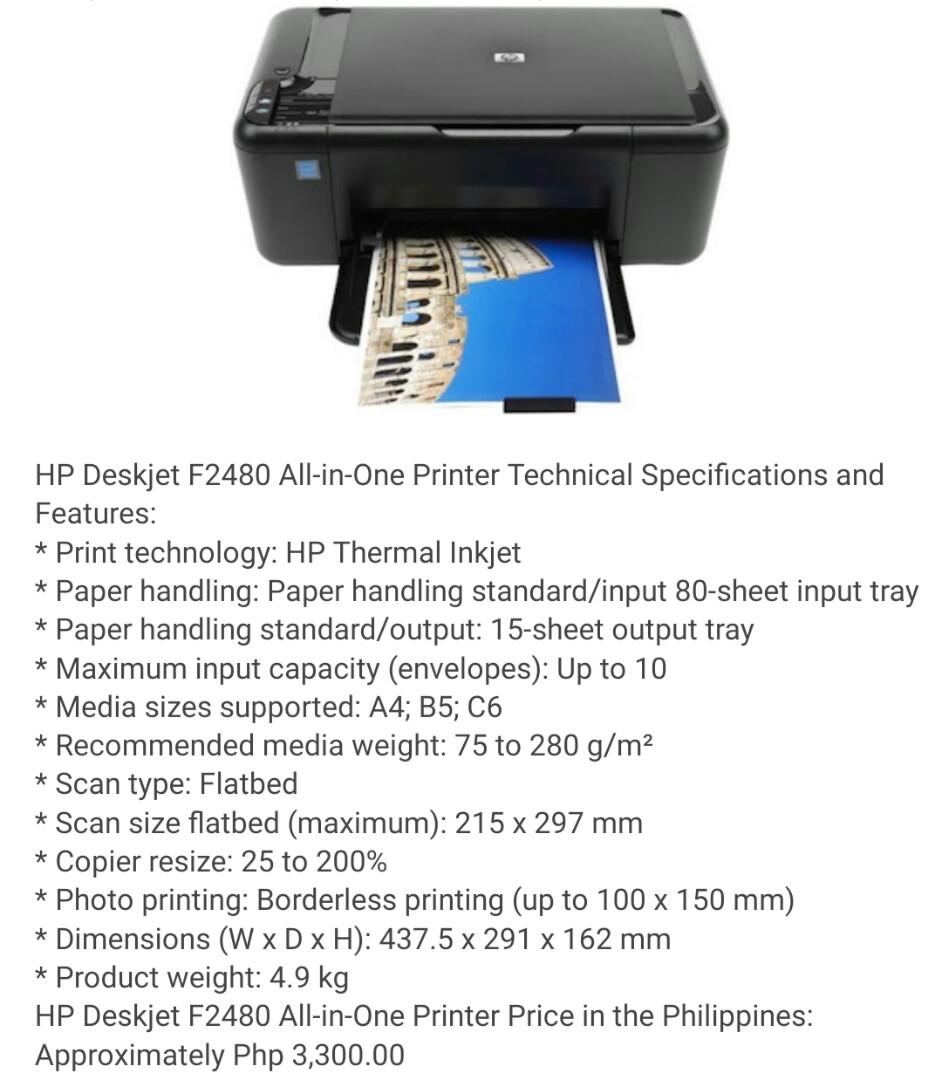 HP ALL in 1: PRINTER-Scanner-Copier (Category: Printers, Scanners & Copiers) located in Pasig City. Submitted by kuhkuh (Listing ID 247106955, Image 3). Description: HP ALL in 1: Printer-Scanner-Copier With complete cables/cords. NO-power supply l. NEED REPAIR Convertible/Modifiable to CISS (Continuous Ink Supply System) *not yet converted Ink> HP 60 cartridge Available until posted..
