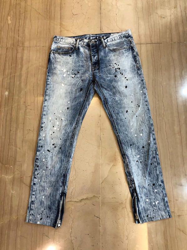 Mnml paint washed jeans, Men's Fashion, Bottoms, Jeans on Carousell