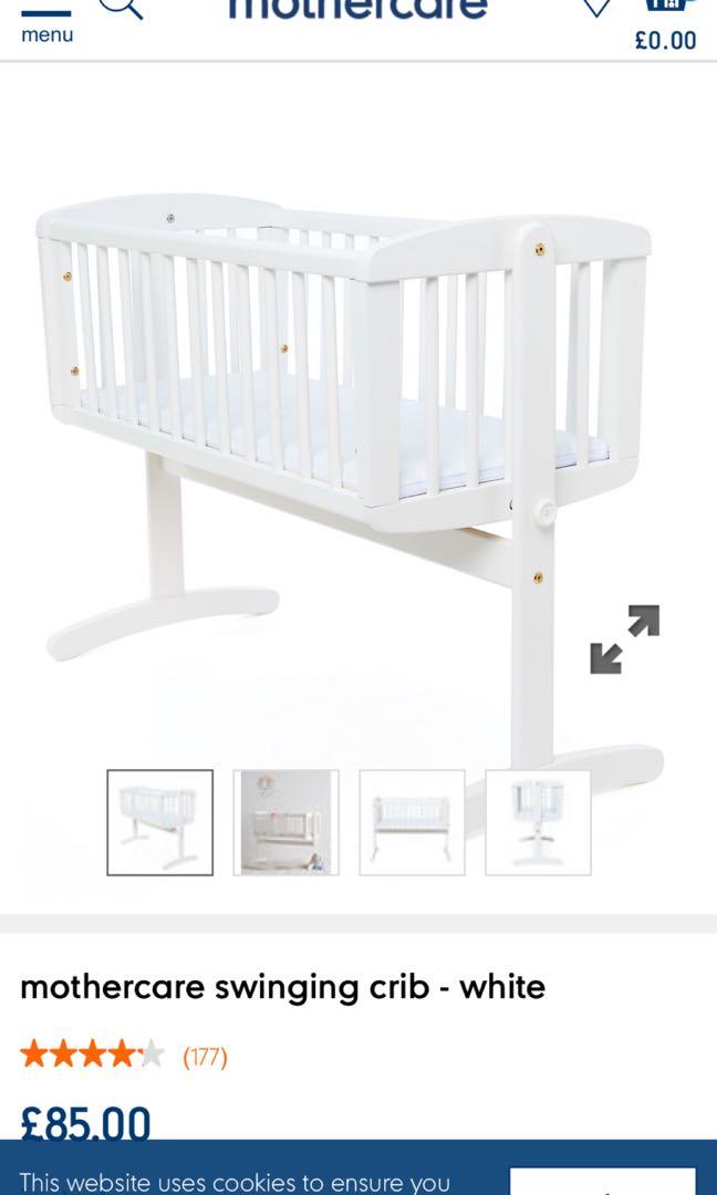 mothercare white swinging crib