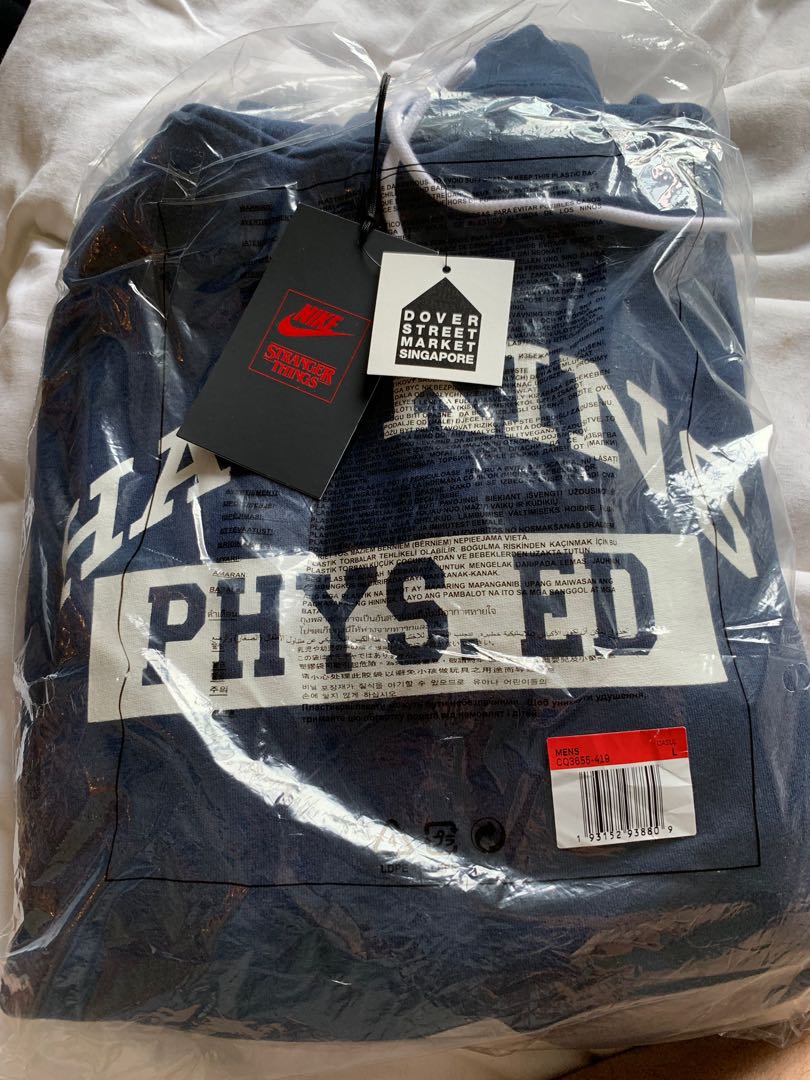 Nike X Stranger Things hoodie in Navy White Men s Fashion Coats Jackets and Outerwear on Carousell