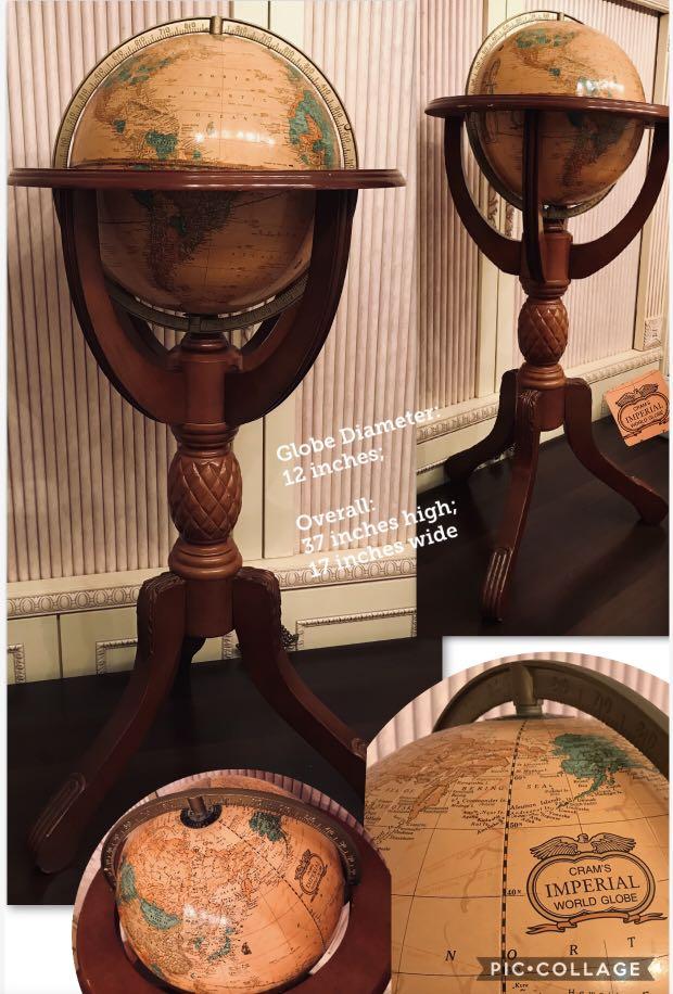 Rare Cram S Rotating 12 Imperial World Globe With 37 Tall Walnut