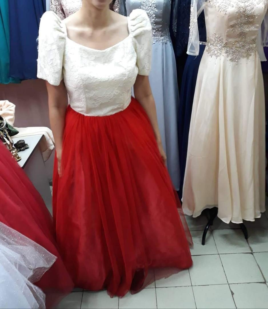 red filipiniana gown