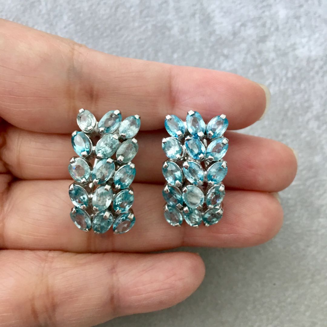 Genuine blue outlet zircon earrings