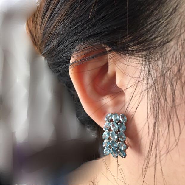 Genuine blue zircon earrings online