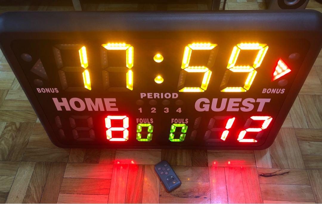 Scoreboard (Category: Kites) located in San Juan City. Submitted by mr2sports888 (Listing ID 248801494, Image 3). Description: Imported multi-sport scoreboard with wireless controller Basketball, Handball, Wrestling, Boxing, Judo, Tennis, Badminton, Table Tennis, Stopwatch for Marathon Can be used as digital clock and alarm when not used for sports Wireless controller max range 100 feet.