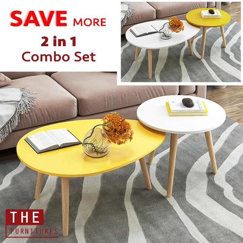 2 In 1 Coffee Table Nordic Ellipse Round Modern Decoration Furniture Tables Chairs On Carousell