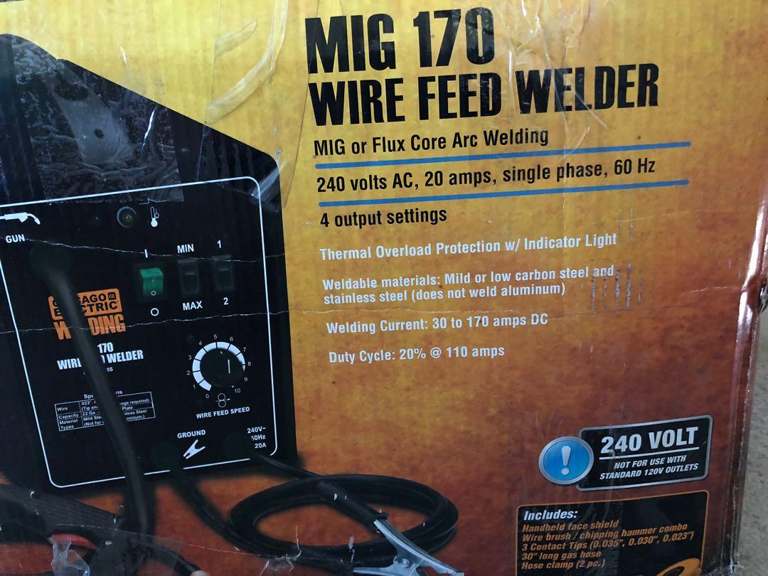 Chicago Electric mig welder MIG170 220v 60hz 170amps with mig wire