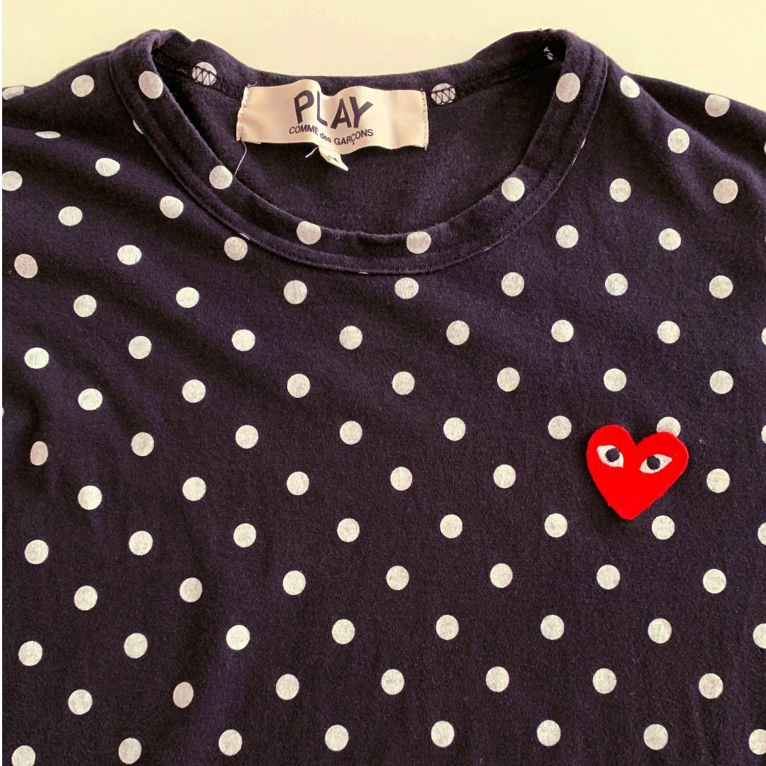 comme des garcons play long sleeve polka dot tee
