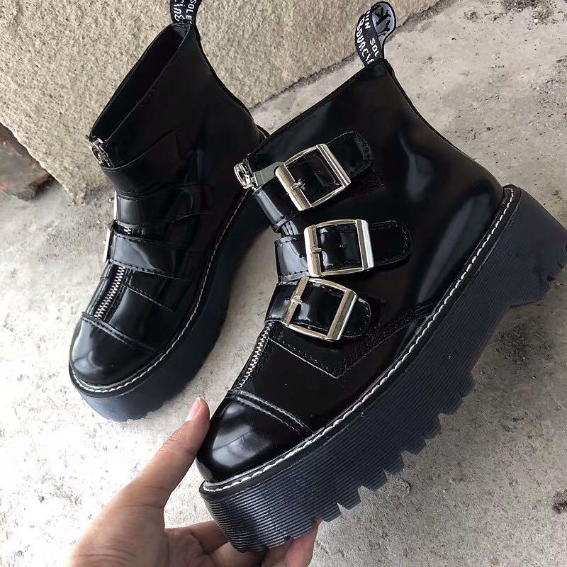harajuku grunge platform buckle boots 