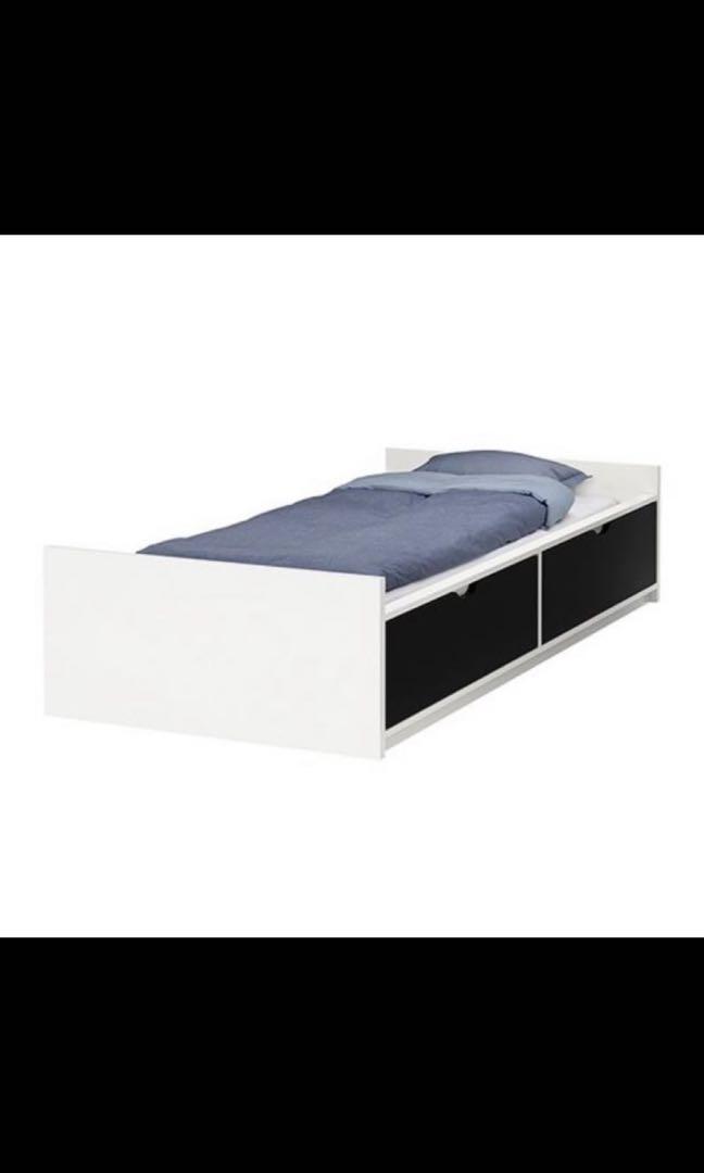 Ikea FLAXA Single Bed Storage Bed with Slatted Base, Furniture & Home
