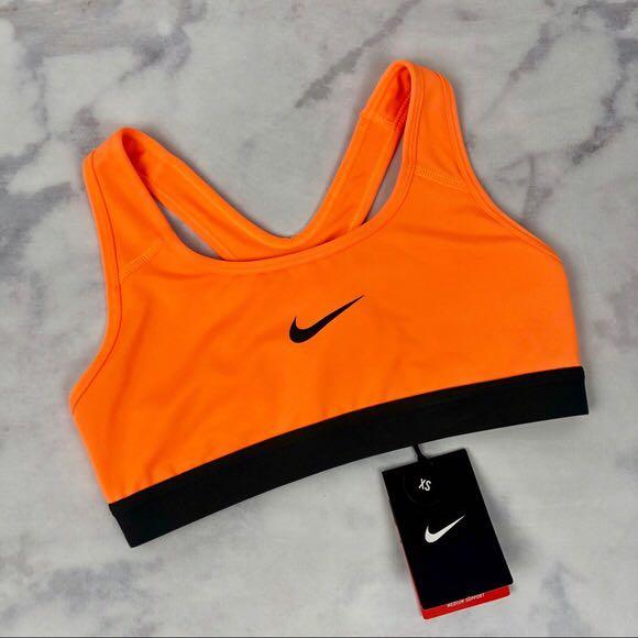 orange nike sports bra