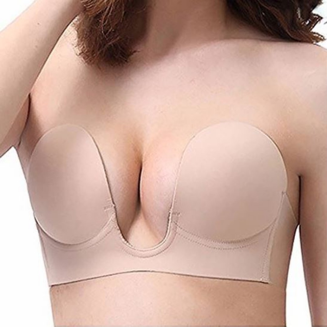 Nu Bra Invisible Backless Bra Deep U Shape Strapless Seamless