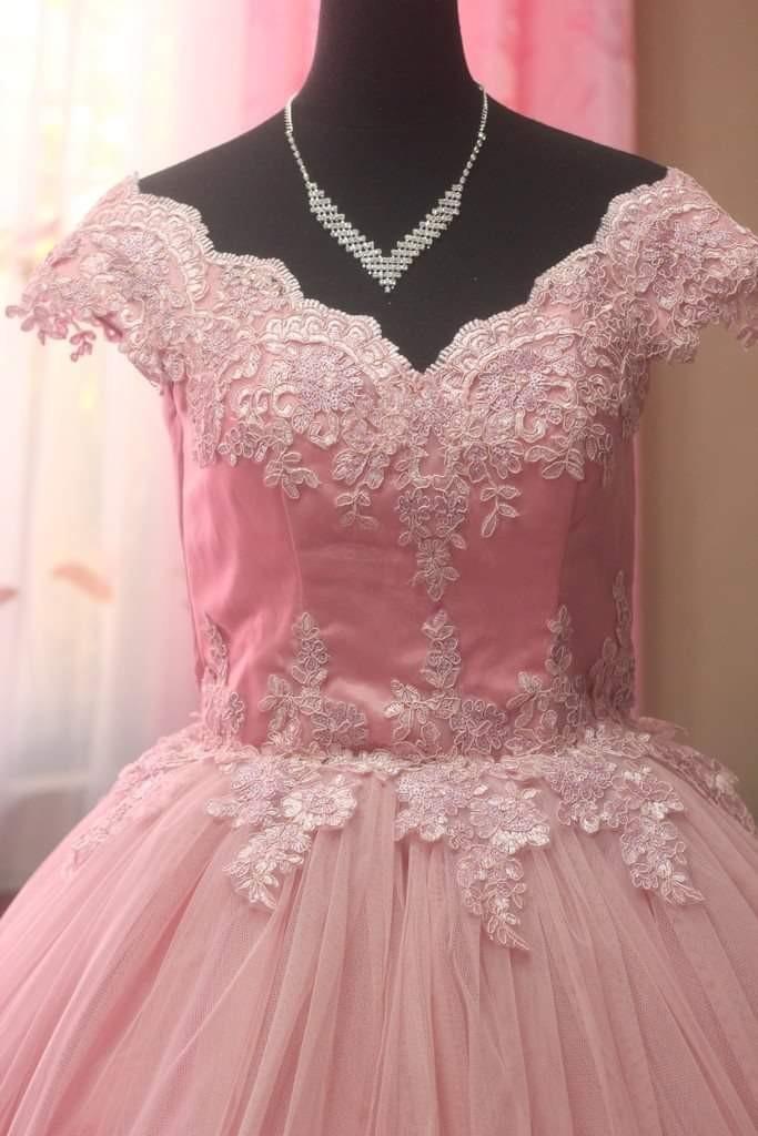 Old rose top ball gown