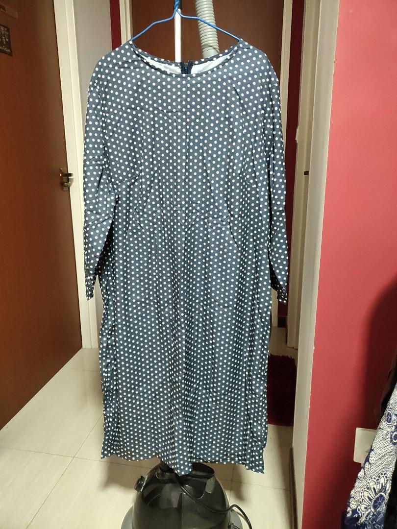 navy blue polka dot dress plus size