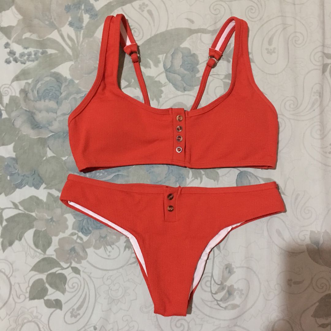 Red Twopiece Swimsuit, Women's Fashion, Swimwear, Bikinis & Swimsuits