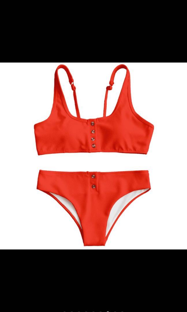Red Twopiece Swimsuit, Women's Fashion, Swimwear, Bikinis & Swimsuits