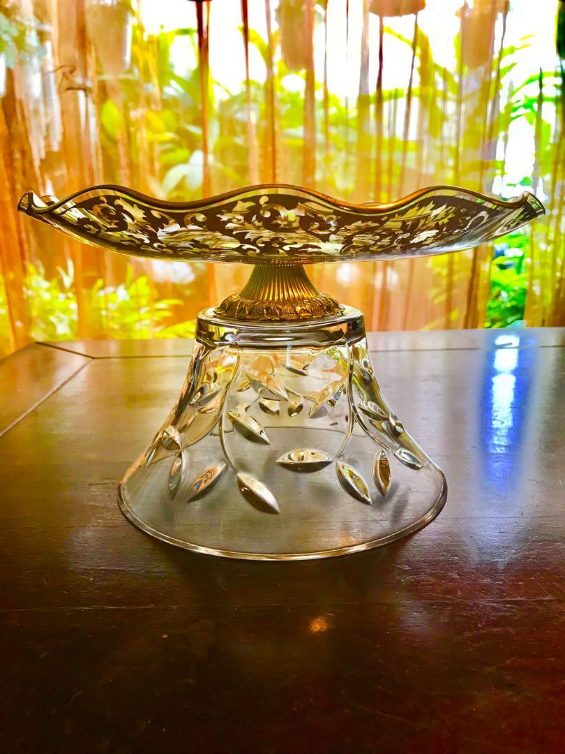 Vintage James Clarke Sons Glass Pedestal Cake Plate Furniture