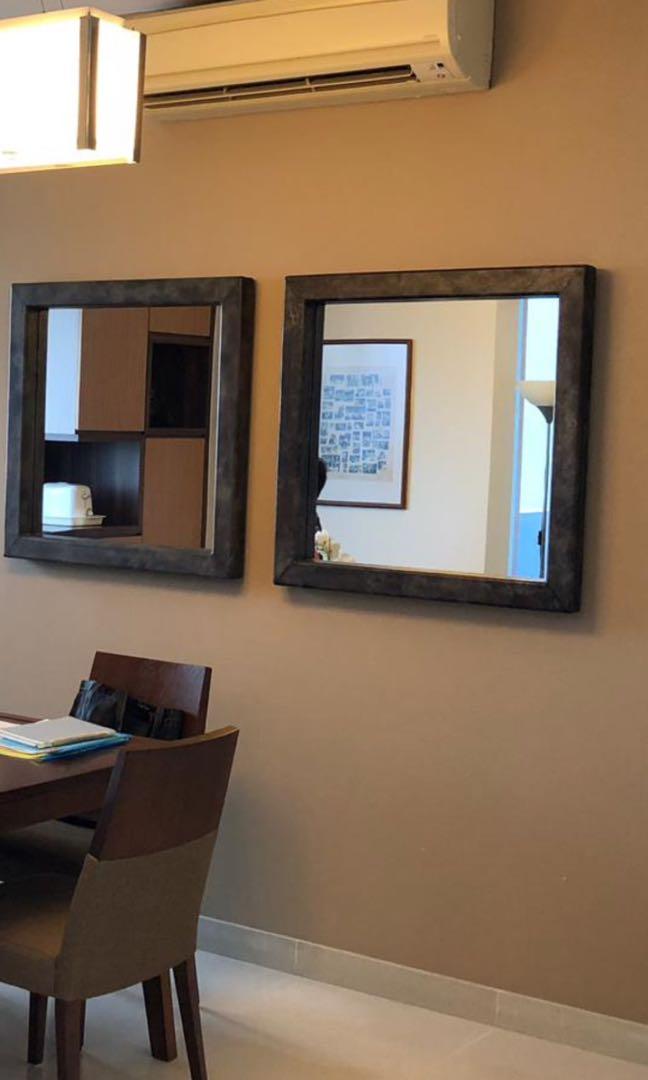 Wall Mirror Faux Leather Framed 33 Inch Square Furniture Faux Leather Framed 33 Inch Square