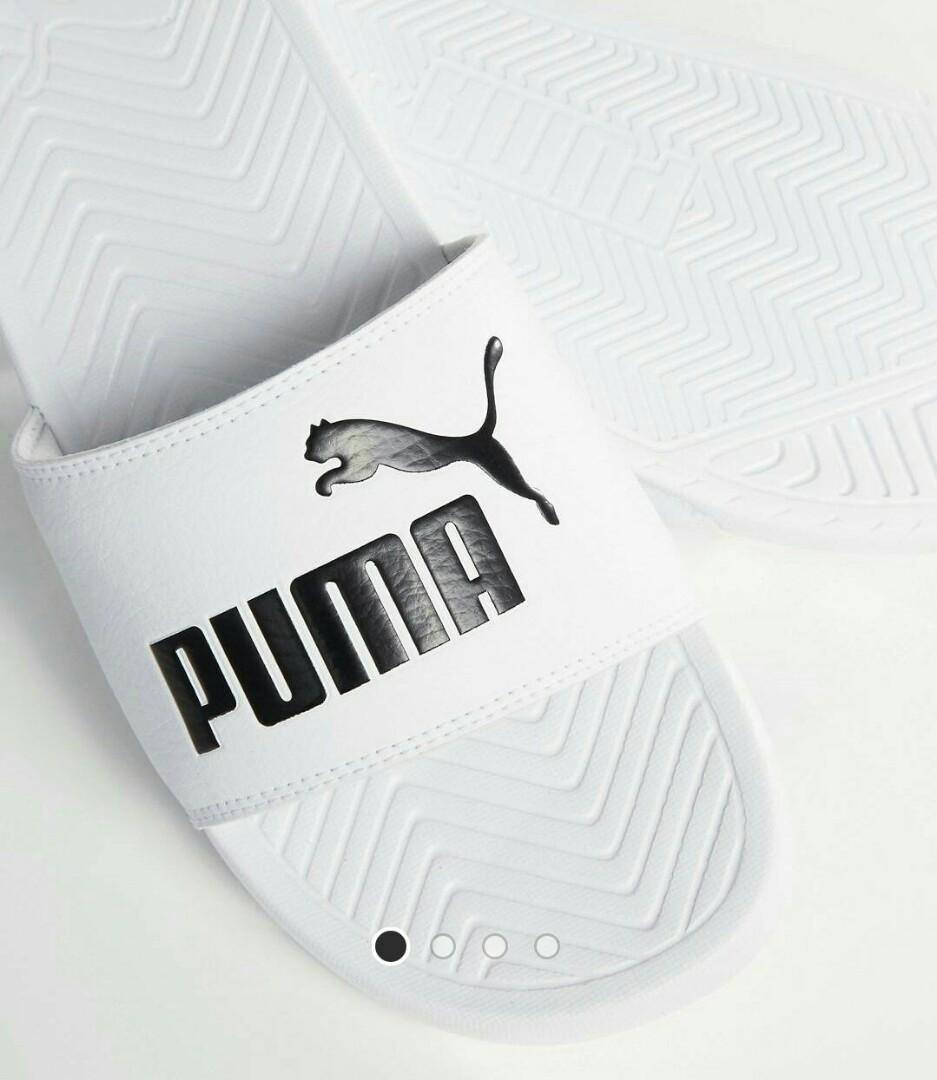 white puma sliders