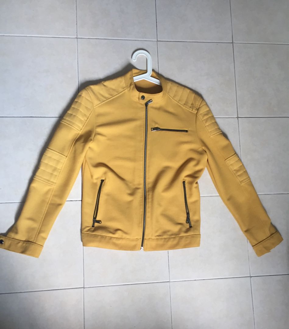 zara yellow biker jacket