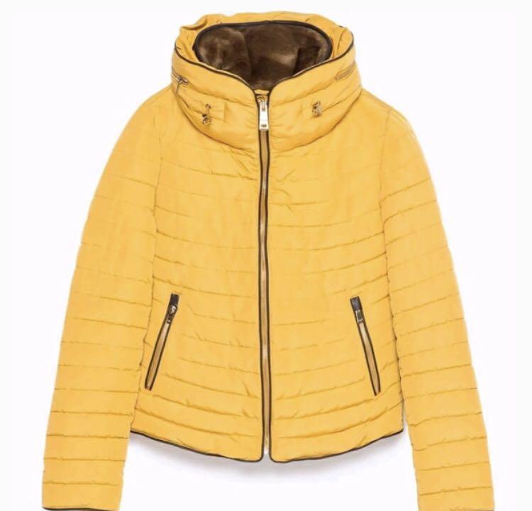 zara yellow puffer coat