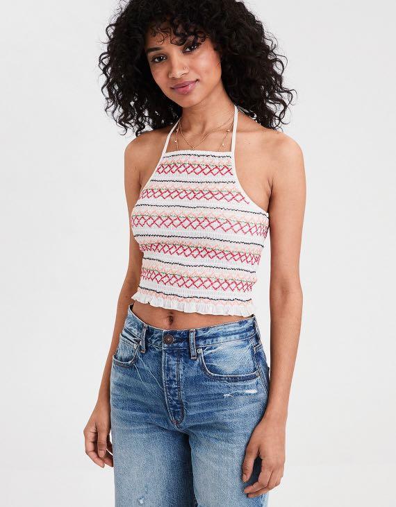 AE Cropped Smocked Tank Top