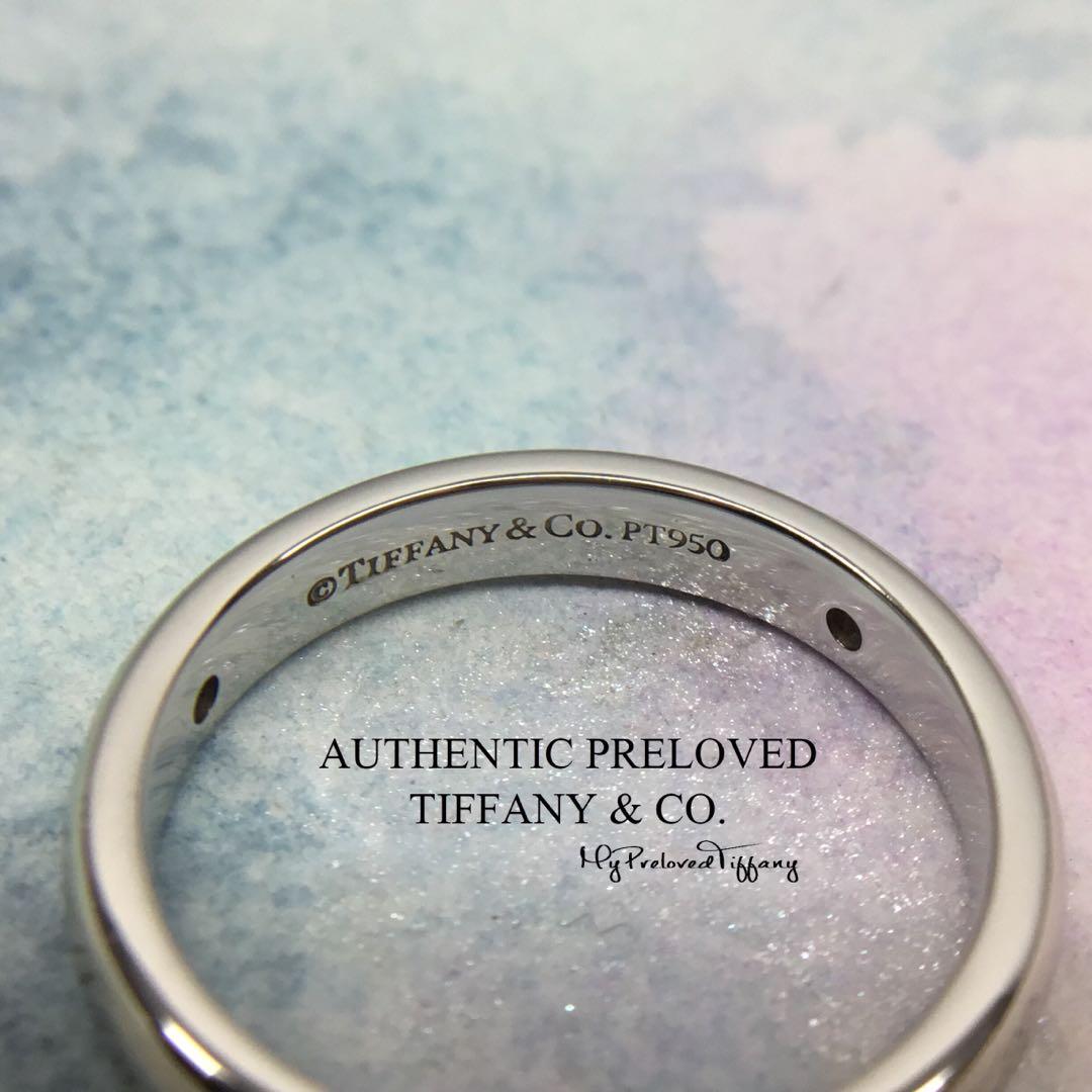 Authentic Tiffany & Co Notes Script 3 Diamonds Platinum PT950 Lucida ...