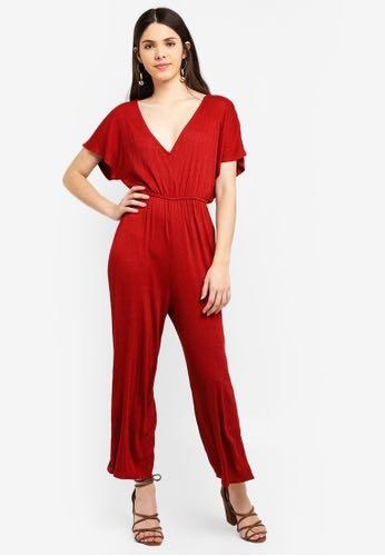 red batwing jumpsuit