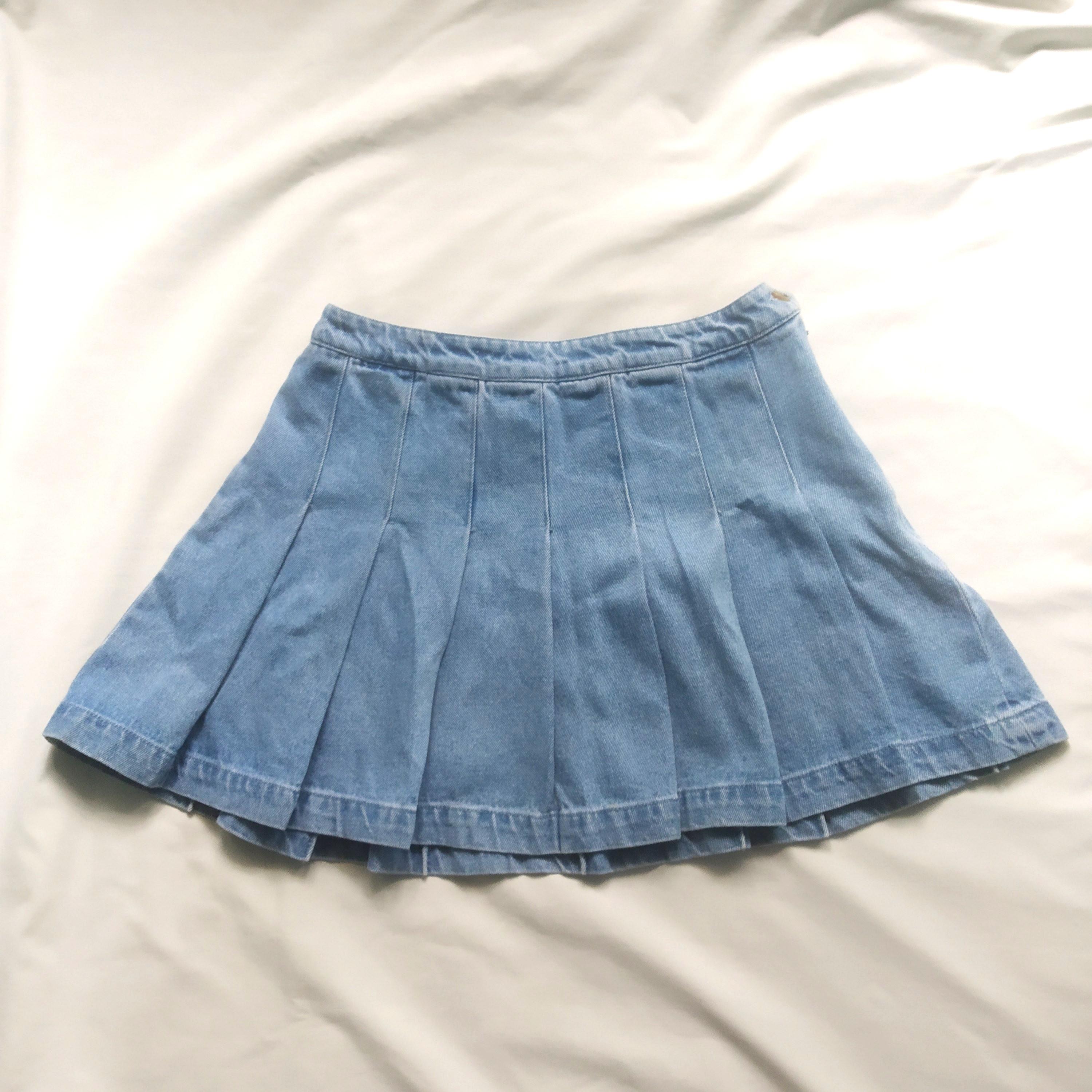 forever 21 pleated denim skirt