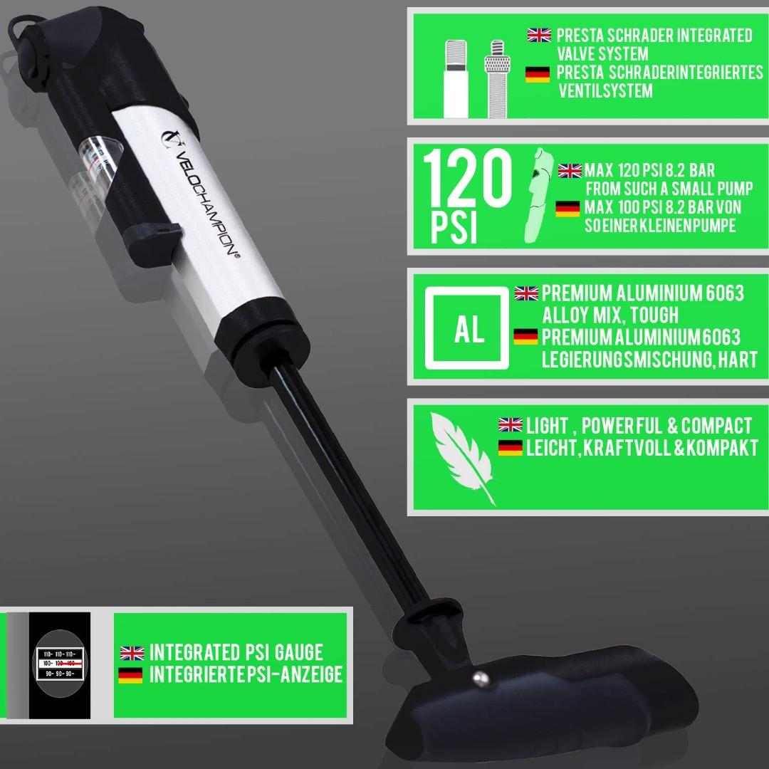 Velochampion alloy 9 mini bike pump outlet