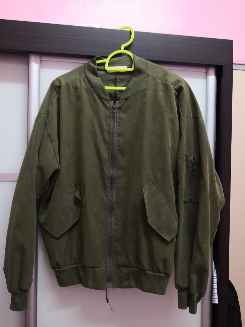 Green Bomber Jacket, Women's Fashion, Coats, Jackets and Outerwear on