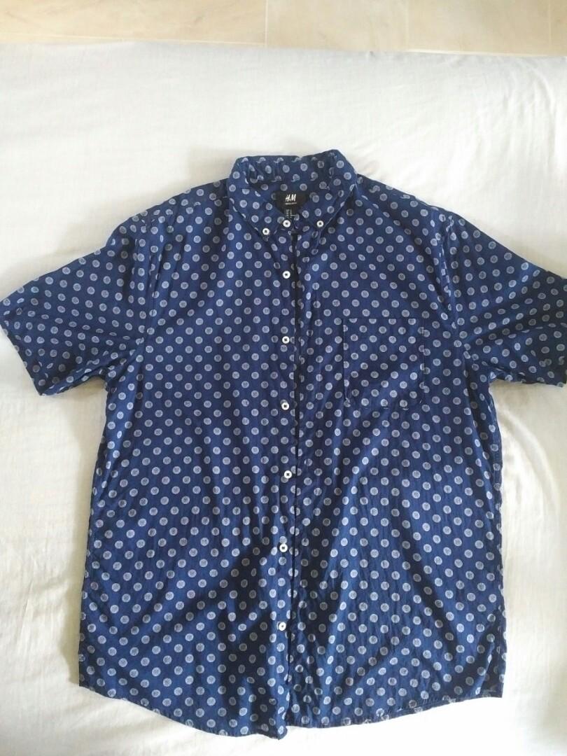 h and m button up