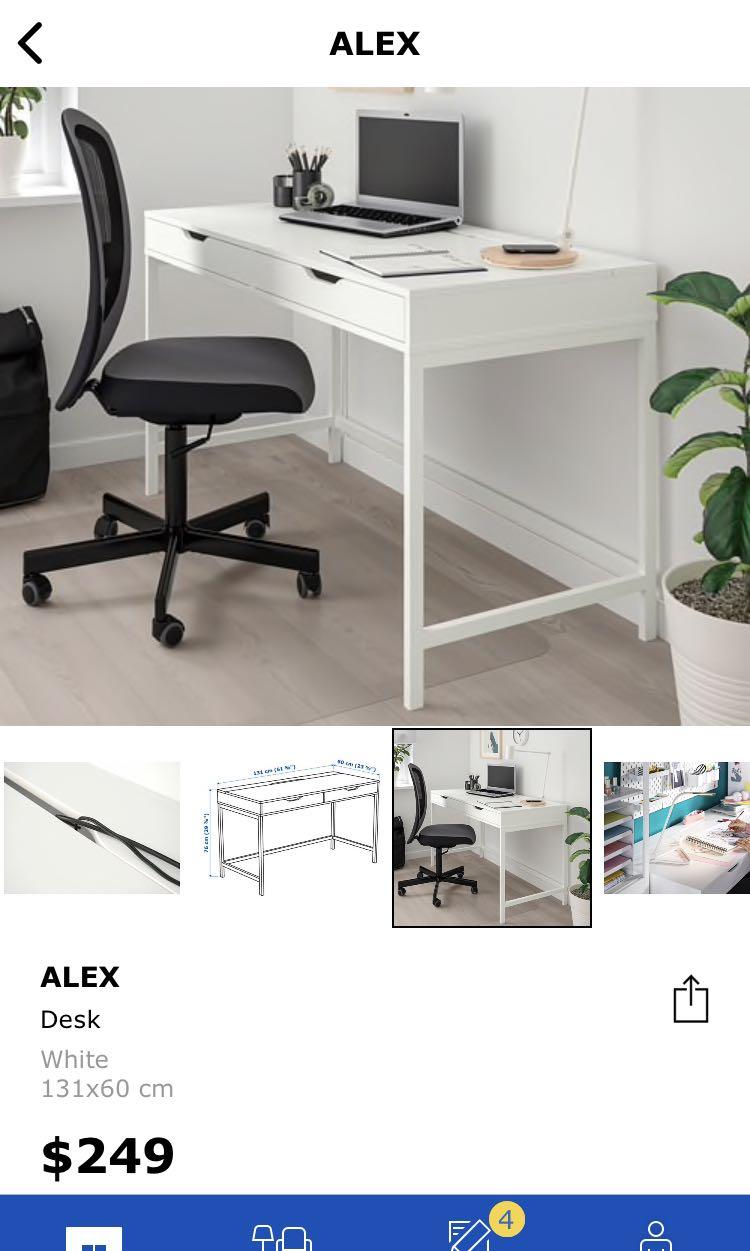 IKEA Alex Study Table (Dark Grey) Pristine Condition!, Furniture & Home ...