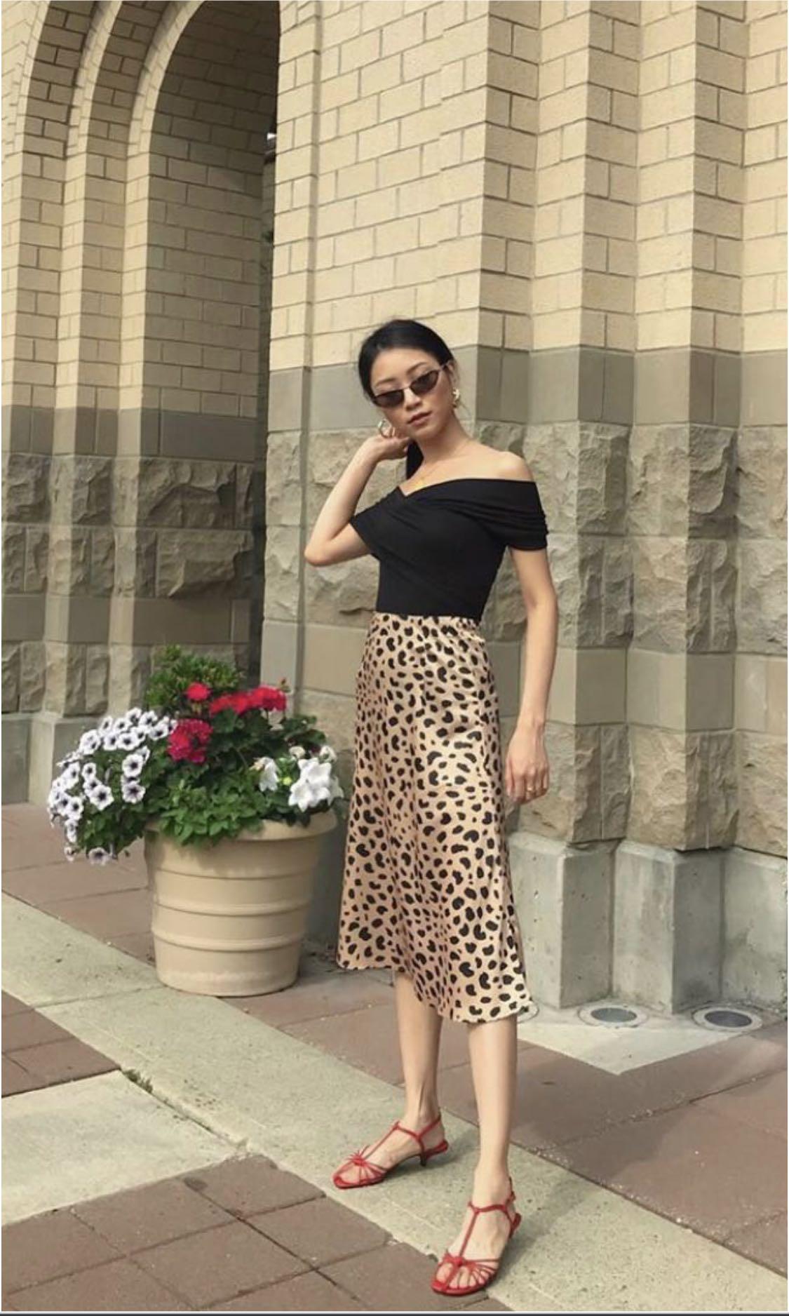 Bias cut midi skirt leopard hot sale