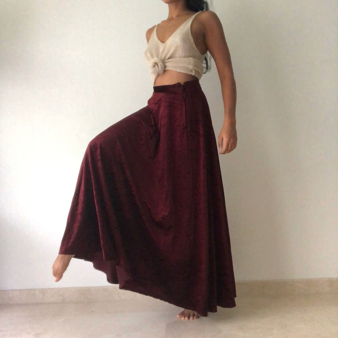 Flowy cheap velvet skirt