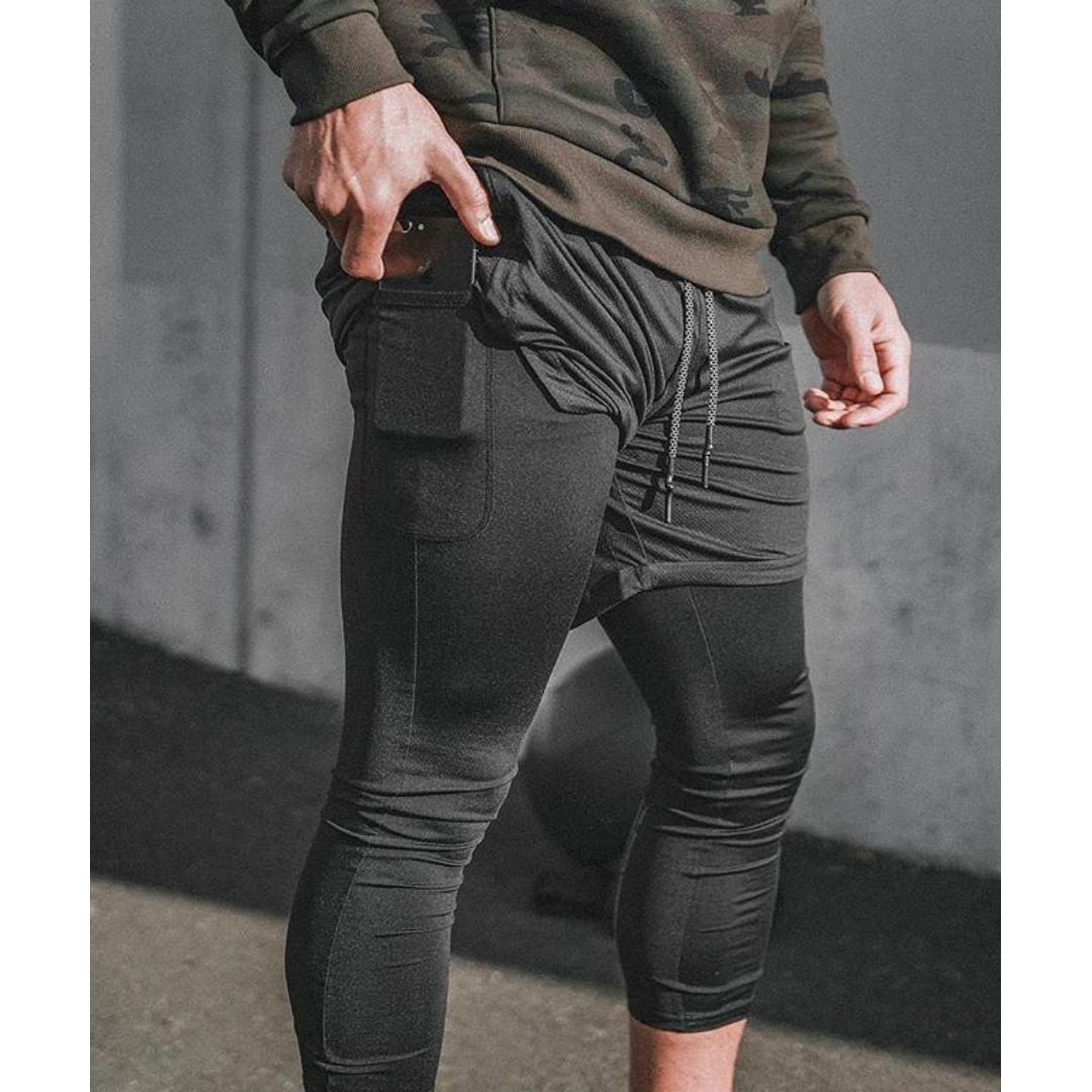 mens gym tights with shorts