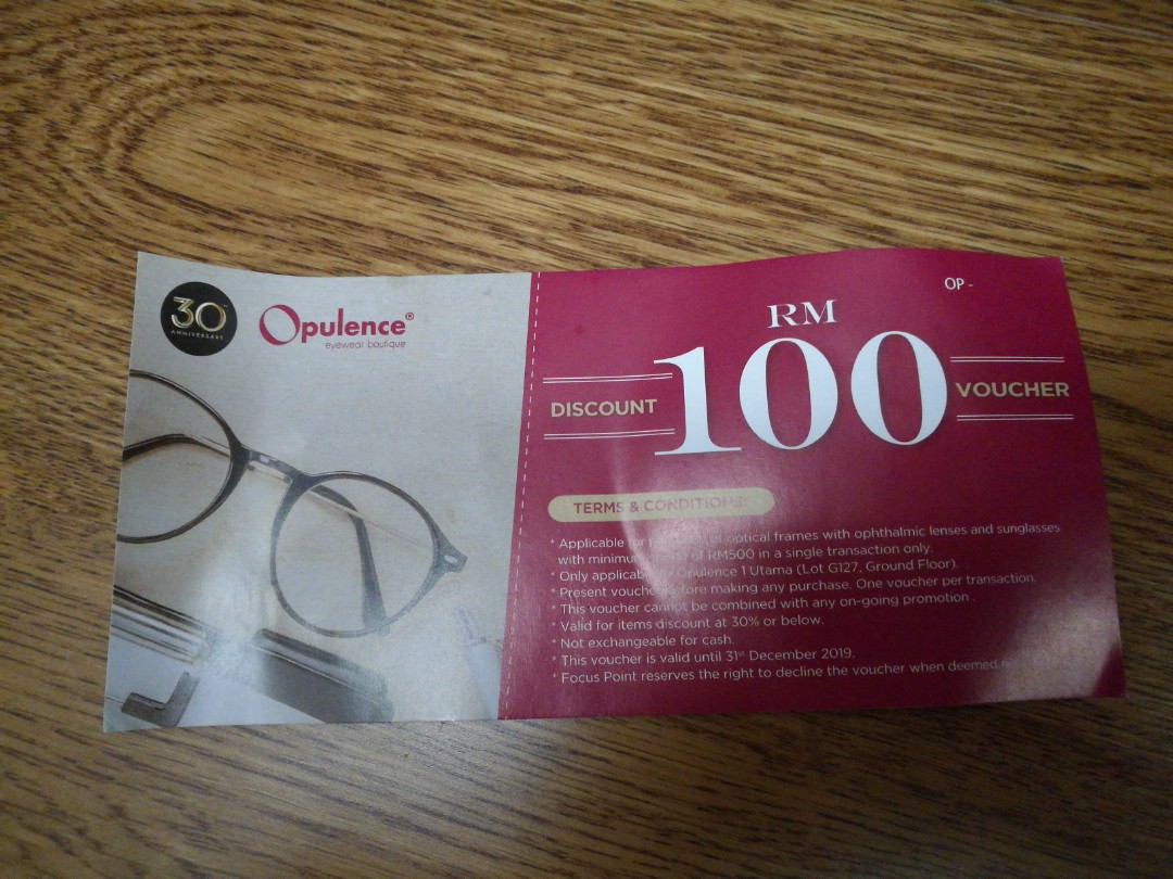 Opulence Optic store voucher, Tickets & Vouchers, Store Credits on