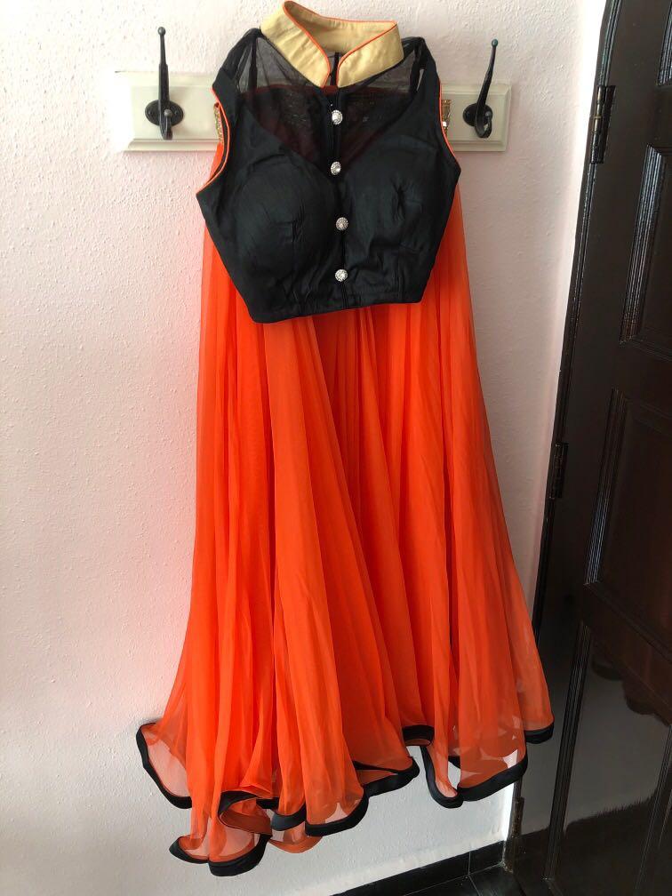 Orange black dress Clearance
