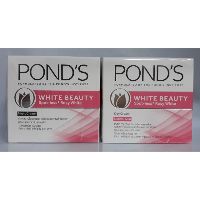 Pond S White Beauty Spot Less Rosy White Day Night Cream Health Beauty Face Skin Care On Carousell Aku seneng banget karena aku anggap itu hadiah ulang tahun dari mereka hehehe. pond s white beauty spot less rosy white day night cream